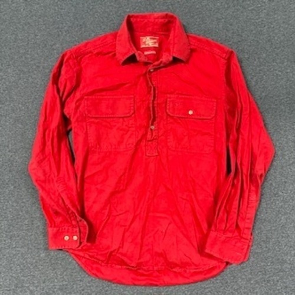 RM Williams Popover Shirt Mens XS Red Good Regular Fit Long Sleeve Cotton
